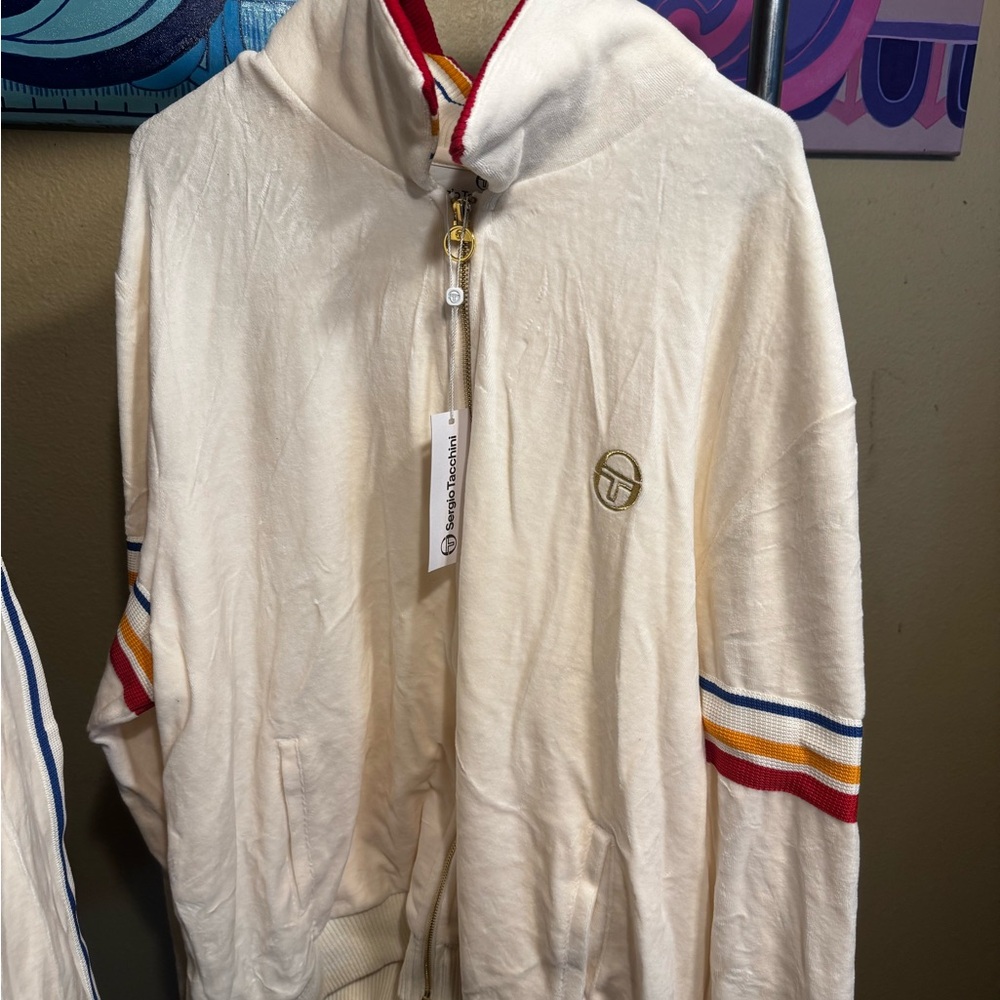 Sergio Tacchini Goran Velour Track Jacket in gardenia (off-white) - Picture 2 of 4